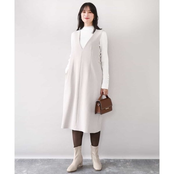 ラメツイードVネックジャンパースカート/洗える/WEB限定サイズあり