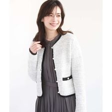 ラメ入りツイードニットジャケット/洗える/WEB限定サイズあり 