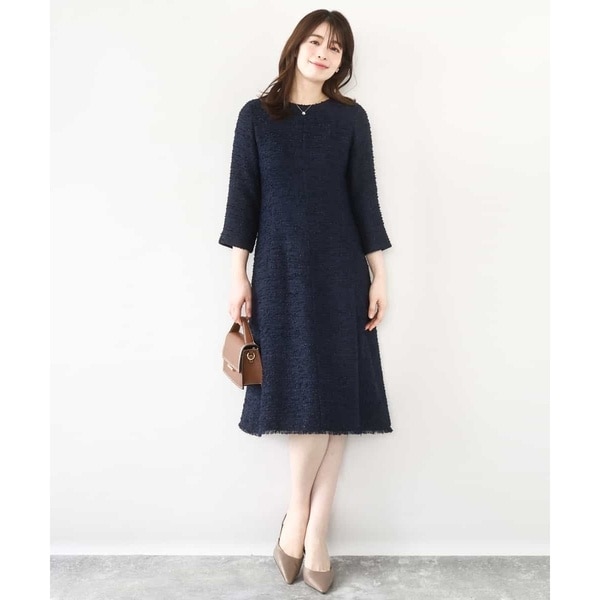 選べるサイズS-L/洗える】比翼仕立てリネンライクワンピース