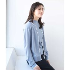 配色ラインアンサンブル（カーディガン&ニットプルオーバー）/UVカット/洗える/WEB限定サイズあり