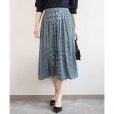 ウエストタック格子柄フレアスカート/洗濯機で洗える/セットアップ可