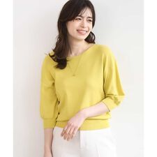 ハイゲージボートネック五分袖ニット/接触冷感/洗える/WEB限定サイズあり
