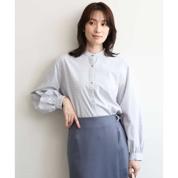 オンブレーチェック2WAYブラウス/洗濯機で洗える/WEB限定サイズあり