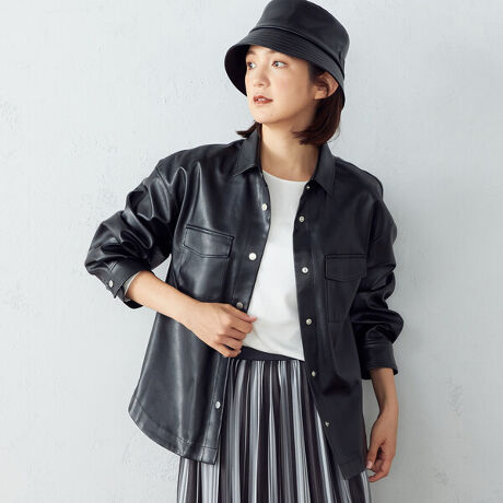 フェイクレザー シャツ ブルゾン | コムサイズム(COMME CA ISM 