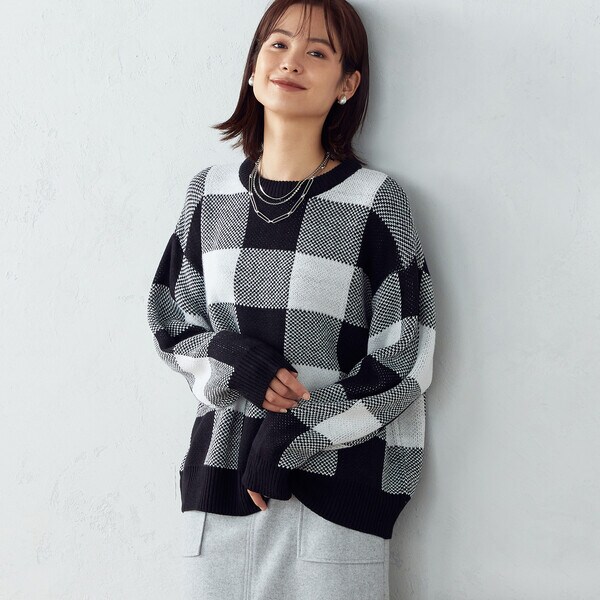 ブロックチェック柄 ジャガードニット | コムサイズム(COMME CA ISM