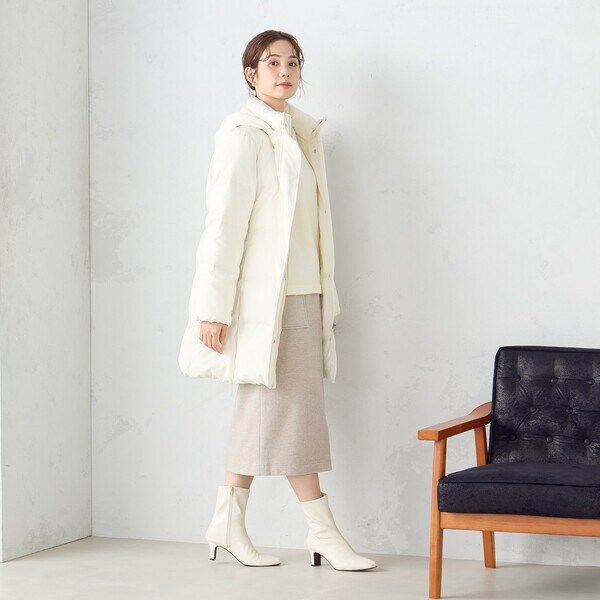 2WAY リサイクルタフタ 撥水加工 ダウンロングコート