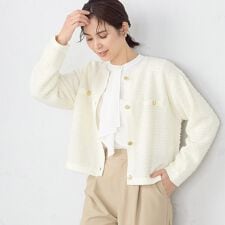 リボンヤーン　ツイード調　カーディガン