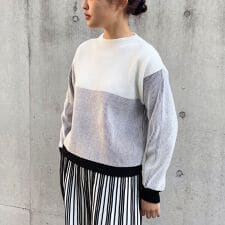 【セットアップ対応】ストライプ柄ニット
