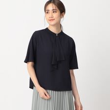 ボウタイ風　半袖ブラウス