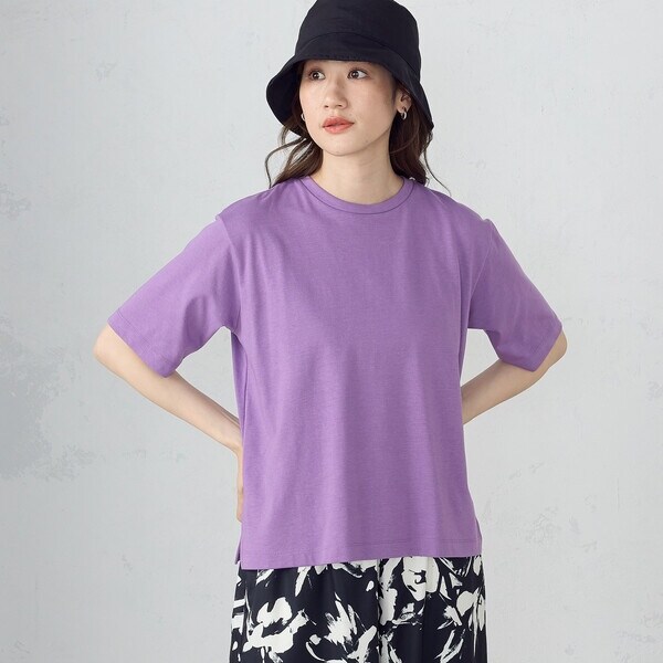 Comme Ca Du Mode 半袖シャツ 白紫ストライプ 【公式通販】 Comme Ca Du Mode 半袖シャツ 白紫ストライプ 【公式通販】