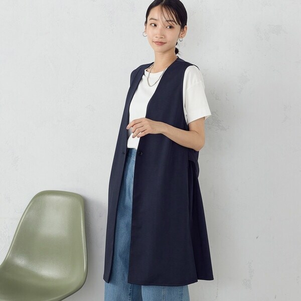セール☆『UR TECH DRYLUXE』リネンライクサイドベルトジレ SENSE OF PLACE｜『UR TECH DRYLUXE』リネンライクサイドベルト
