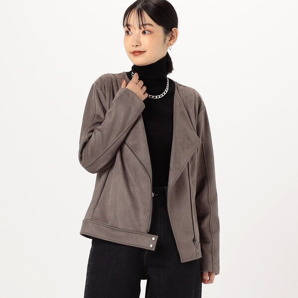 Max&co ウールライダース ジャケット スウェード調 ダンボールニット ライダースジャケット | コムサイズム