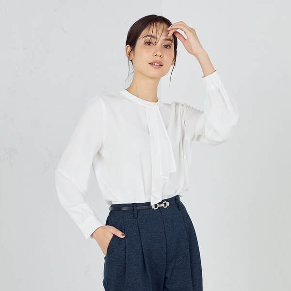 【美品】SHIPS 接触冷感 手洗い可能ボウタイ ショート スリーブ ブラウス SHIPS（シップス）の「* 〈接触冷感 / 手洗い可能〉ボウタイ