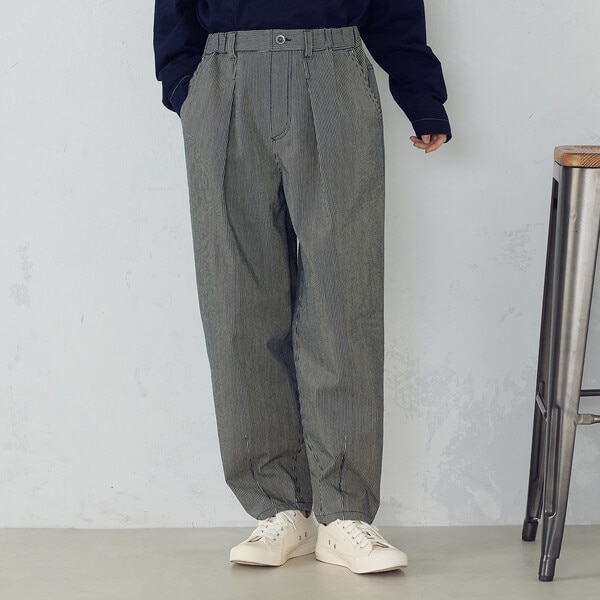 まこみ ヒッコリー＆ツイル テーパードパンツ | コムサイズム(COMME CA