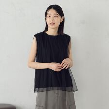 チュール　ノースリーブカットソー
