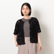 クロップド丈 レース カーディガン