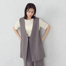 【UVカット・吸水速乾・接触冷感】kireri ノーカラーロングジレ / セットアップ対応