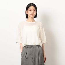 前後2WAY シアー配色ニットＴ