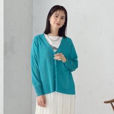 リネン混カーディガン