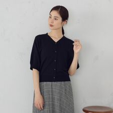 【接触冷感・ウォッシャブル】2WAY半袖 カーディガン