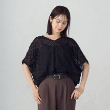 シアー フリンジ ドルマンスリーブブラウス