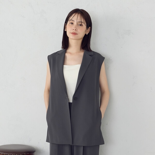 UVカット・接触冷感・吸水速乾】ベルト付きテーラードジレ