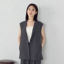 【UVカット・接触冷感・吸水速乾】ベルト付きテーラードジレ / セットアップ対応