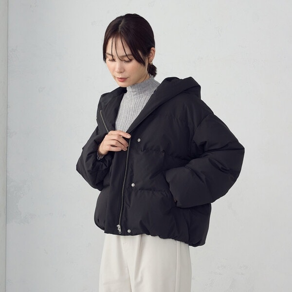 2WAY リサイクルタフタ 撥水加工 ダウンロングコート