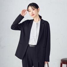 コムサイズム(COMME CA ISM)の【ウォッシャブル】メランジジャージ＆ナイロンレーヨンポンチ テーラードジャケット