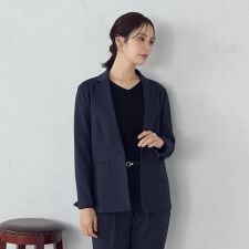 コムサイズム(COMME CA ISM)の【ウォッシャブル】メランジジャージ＆ナイロンレーヨンポンチ テーラードジャケット