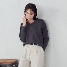 【マシンウォッシャブル】ベーシックＶネックニット