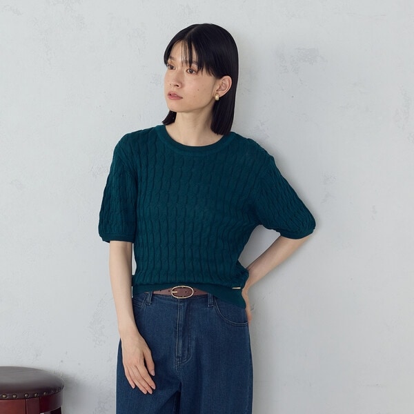 プランテーション 25SS ペーパーニット 五分袖 M ブラック ミニケーブル5分袖ニット | コムサイズム(COMME CA ISM) | マルイ