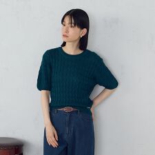 ミニケーブル５分袖ニット