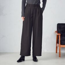 【セットアップ対応】ポリエステルツイル　ワイドテーパードパンツ
