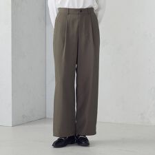 【セットアップ対応】ポリエステルツイル　ワイドテーパードパンツ