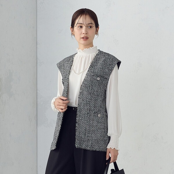 ファンシーツイード ロングジレ | コムサイズム(COMME CA ISM