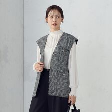 コムサイズム(COMME CA ISM)のファンシーツイード　ロングジレ