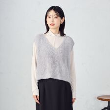 【ウォッシャブル】シャギー　ニットベスト