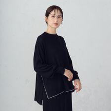 ライン配色　ボトルネックニットプルオーバー / セットアップ対応