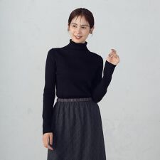 【マシンウォッシャブル】ベーシック　タートルネックリブニット
