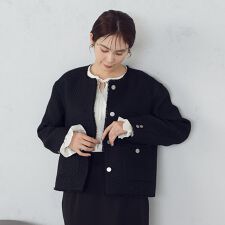 コムサイズム(COMME CA ISM)のファンシーツイード　ノーカラージャケット