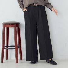 【セットアップ対応】ポリエステルレーヨン　ワイドパンツ