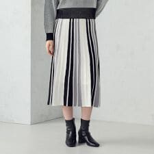 マルチストライプ配色ニットスカート / セットアップ対応