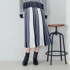 マルチストライプ配色ニットスカート / セットアップ対応