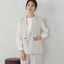 【宮城舞さん着用】【セットアップ対応】ポリエステルツイル テーラードジレ