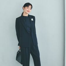 【セットアップ対応】ポリエステルツイル テーラードジレ