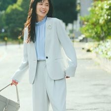 【宮城舞さん着用】【セットアップ対応】ポリエステルツイル ノーカラージャケット