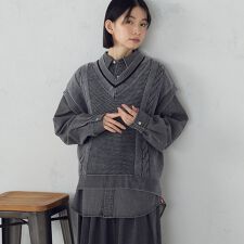 デニム調ニットベスト