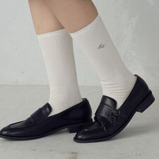 ロゴ刺繍 ミドル丈リブソックス