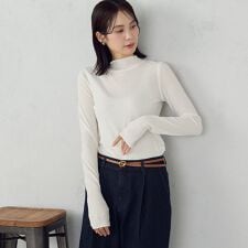 【宮城舞さん着用】シアー テレコ ハイネックカットソー